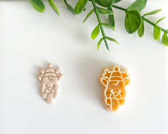 Christmas reindeer clay cutter for earrings, christmas clay cutter, christmas polymer clay cutter