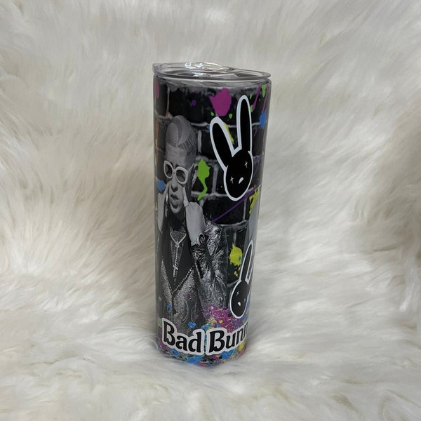 Bad Bunny Tumbler | FREE SHIPPING | 20oz Bad Bunny Glow in the dark tumbler | Tumbler