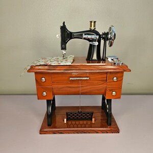 Miniature Sewing Machine Plastic Vintage Movable Music Box image 2