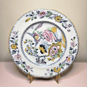 Antique Ashworth Bros Hanley B9461 Oriental Bird Design Polychrome 10 inch Dinner Plate