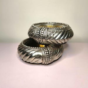 Vintage Set of 2 Omani Slave Anklet Dish African Currency Bracelet Bowl Tribal Metal Ashtray Ethnographic Decor Middle Eastern Antique
