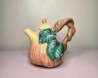 Vintage Jay Willfred Majolica Pumpkin Teapot, Andrea by Sadek