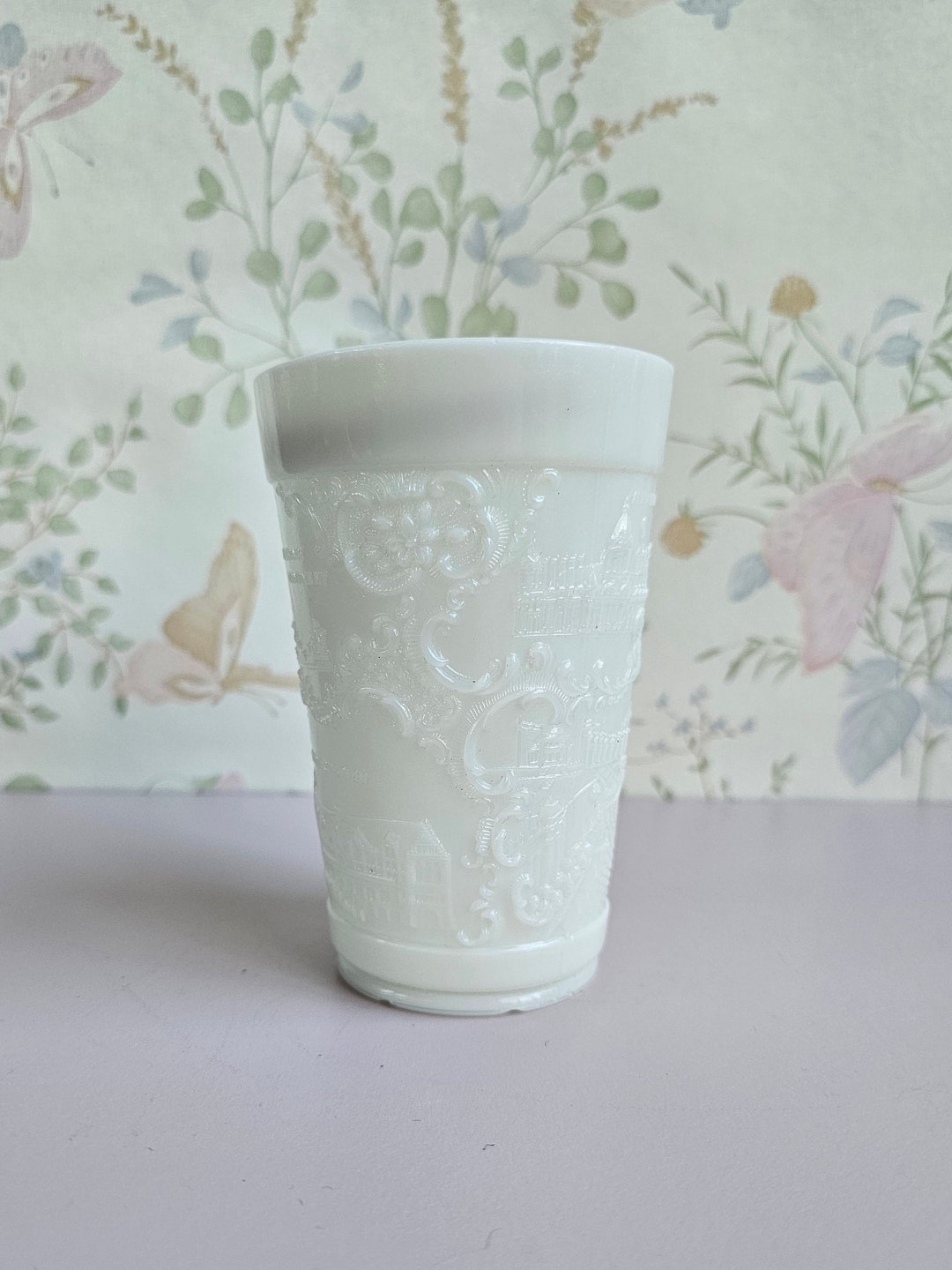 1904 St Louis Worlds Fair Tumbler White Milk Glass Louisiana Purchase Exposition Etsy