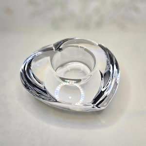Orrefors Amour Heart Votive Candle Holder — Clear Crystal Heart Bowl — Lars Hellsten Design Sweden — Scandinavian Glass Decor — Gift for Her