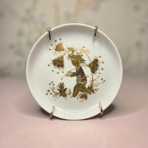 Rosenthal Bjorn Wiinblad Plate – Quatre Couleurs Studio Linie Germany – Vintage Gold Decorative Porcelain Mini Wall Art Collectible