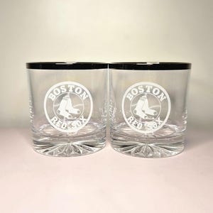Danbury Mint MLB Boston Red Sox Full Lead Crystal Whiskey Glass With Silver Rims Individually Sold
