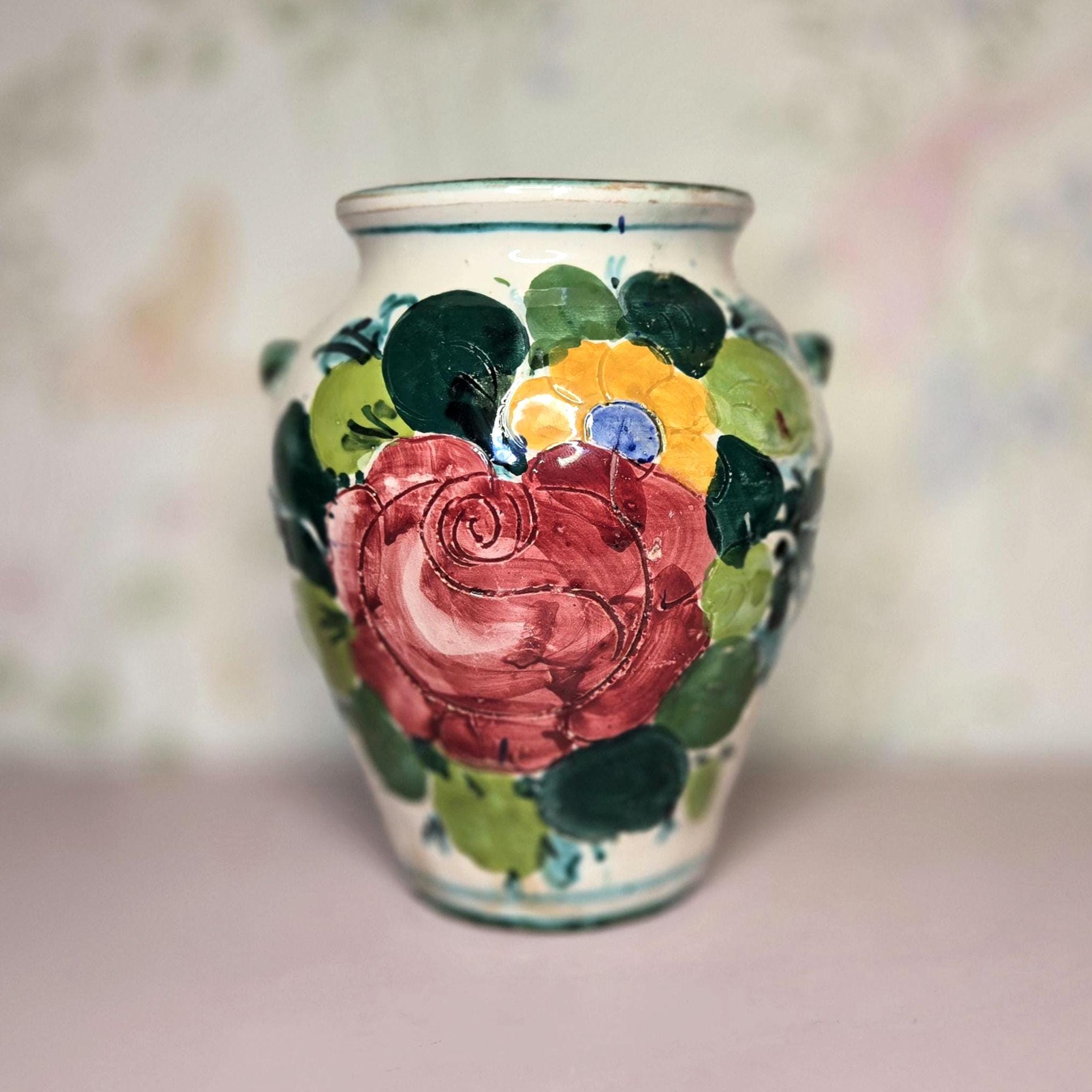 Cellini Italy Hand Painted Ceramic Vase Planter – Vintage Italian