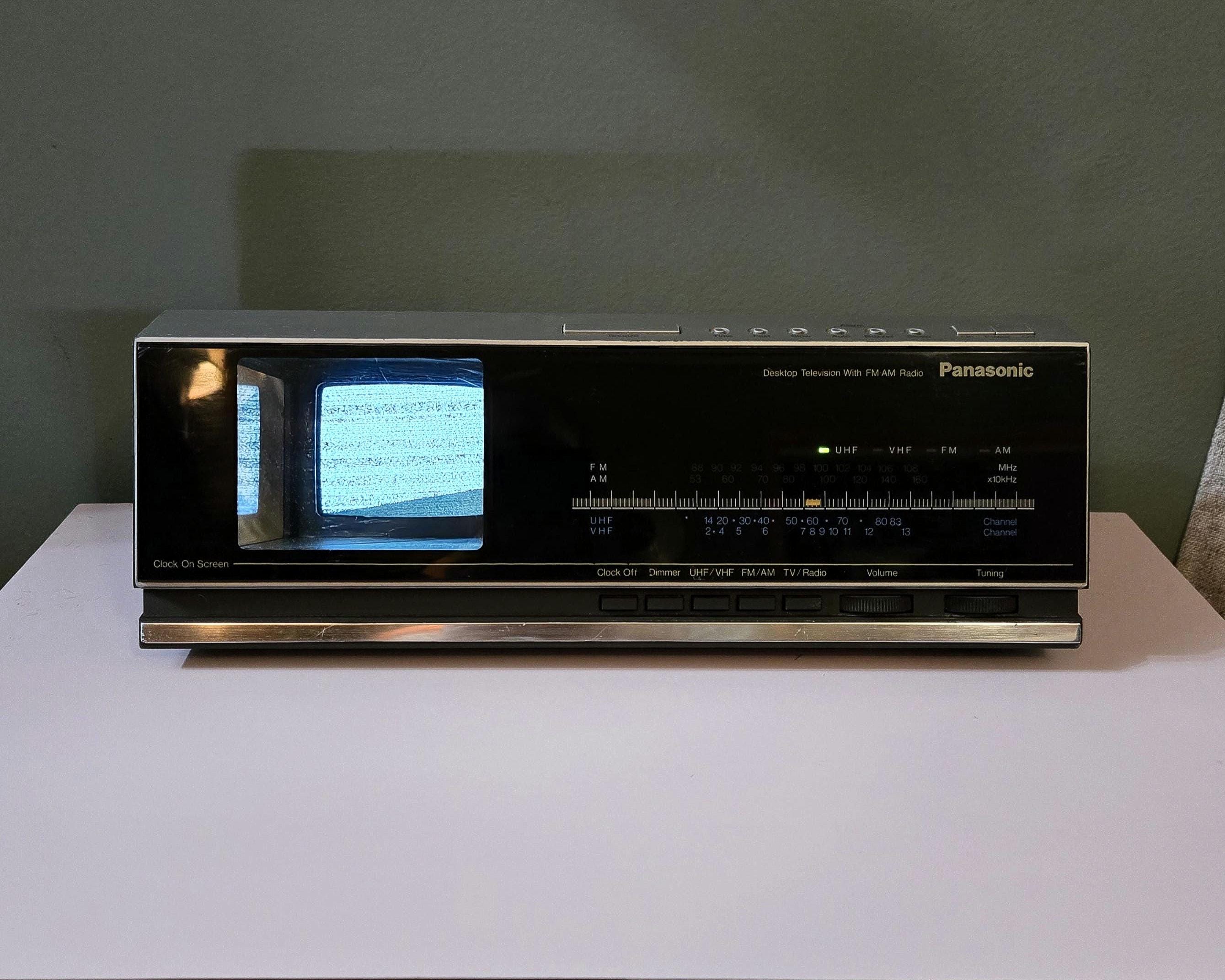 Vintage Panasonic TRF-438P Mini CRT Television Clock Radio, Black