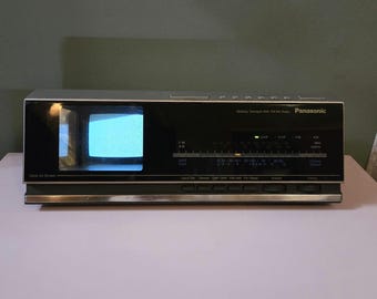 Vintage Panasonic TRF-438P Mini CRT Television Clock Radio, Black