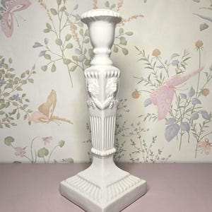 Bentson-West Designs San Francisco Candle Holder – Italian White Ceramic Ram’s Head Neoclassical Candlestick Vintage Décor