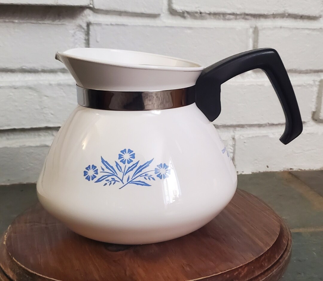 Vintage Corning Ware Tea Pot Kettle 6 Cup Blue Cornflower Etsy