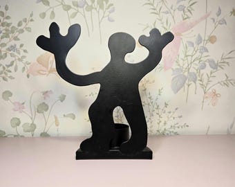 IKEA HÄLL Candle Holder by Anna Efverlund | Black Metal Figure Tealight | Scandinavian Modern Decor