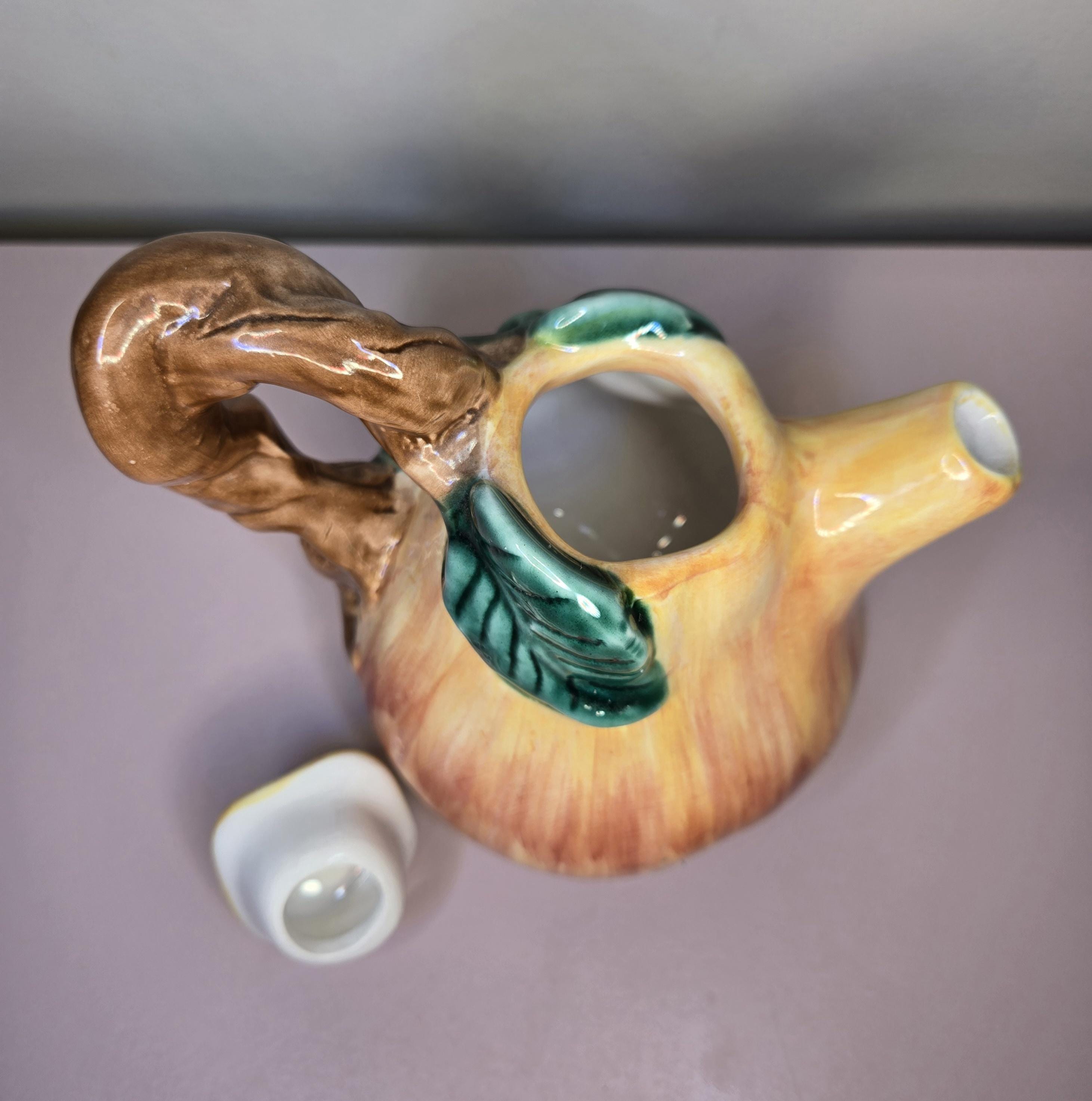 Vintage Jay Willfred Majolica Pumpkin Teapot, Andrea by Sadek