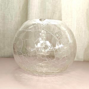 Vintage Blodgett Glass crackle glass ball votive candle holder with Water changing color
