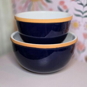 Vintage Eddie Bauer Cobalt Blue Mixing Bowls Set of 2 Made in
