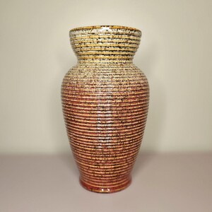 Burton + Burton Studio Pottery Vase | Ribbed Earth Tone Ceramic Vase | Vintage Art Pottery Home Decor | Neutral Boho Accent