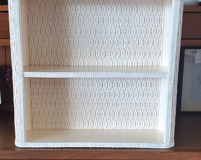 Vintage 2 Tier White Wicker Bathroom Shelf Etsy