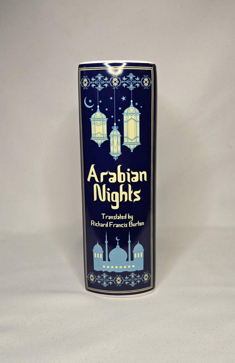 Arabian Nights Ceramic Book Vase | Decorative Faux Book Planter | Steel Mill & Co Ceramic Book Vase image 3
