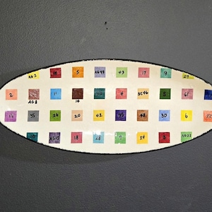 Studio Art Pottery Oval Platter or Wall Hanging Art EB 2001 Hand Painted Color Swatch Plate Folk Art Ceramic Serving Tray Modern Eclectic