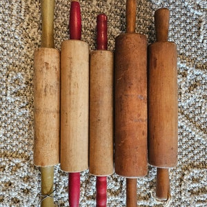 Nice Collection of Five Vintage Wood Rolling Pins Cottagecore French Country Vibes