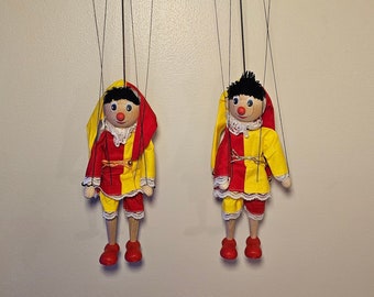 Individually Sold Vintage Red Nose Jester Marionette Clown Circus Eclectic Puppet