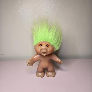 Vintage 1986 Thomas Dam TROLL - 6&quot; Doll - Green Hair