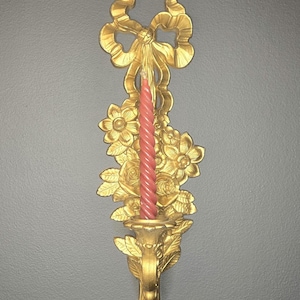 Vintage Ornate Gold Syroco Wall Sconce Candle Holder # 4089 Hollywood Regency  MCM