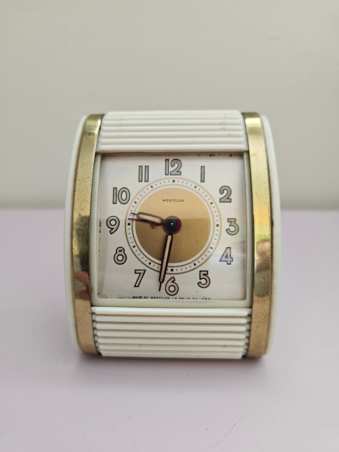 Westclox travel alarm clock westclox model 451 with roller shutter