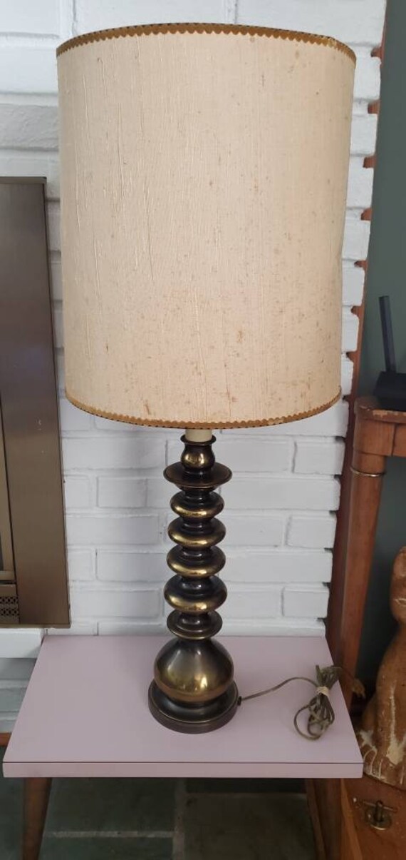 Vintage Chilo HEAVY Brass Lamp With Vintage Shade Etsy