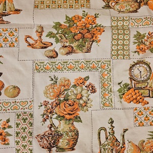 Mid-Century 1960s Orange, Brown and Green Retro Kitchen Decor Details 84 x 44 Tablecloth image 2