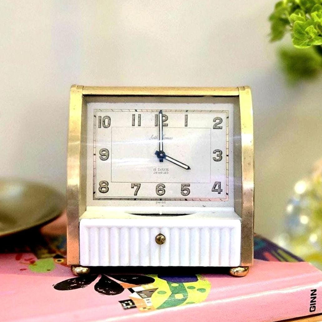 Vintage Seth Thomas Double Sided Alarm Clock – Mid Century Gold