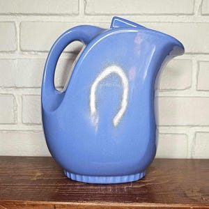 Vintage Blue Ceramic Pitcher by Hall China Co | Retro Streamline Art Deco Water Jug | 1940s USA Made Kitchenware | Classic Hallcraft Pottery
