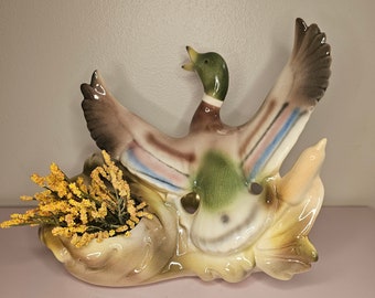 Vintage Mallard Duck Tv Lamp Planter Mid Century Decor Ceramic Duck Planter With Light