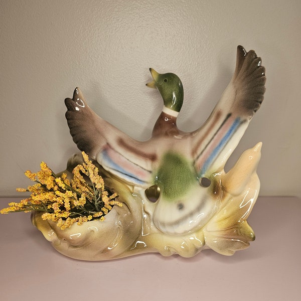 Vintage Mallard Duck Tv Lamp Planter Mid Century Decor Ceramic Duck Planter With Light