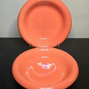 Bitossi Italy Terracotta Orange Ceramic Plates – Set of Two 8.5" Modernist Italian Pottery Bowls, Mid Century Bitossi Dishware