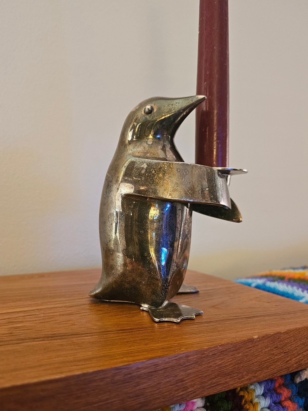 Restoration Hardware Silver Penguin Top Hat Candle Holder 5 Etsy