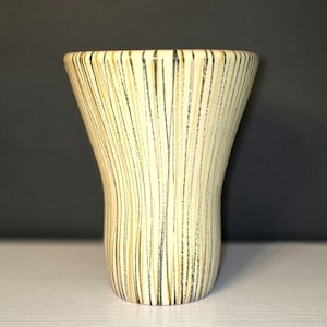 Vintage Bitossi Pottery Vase – Handcrafted Ceramic Art Vase with Vertical Striped Design – Signed 6" Aldo Londi