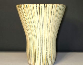 Vintage Bitossi Pottery Vase – Handcrafted Ceramic Art Vase with Vertical Striped Design – Signed 6" Aldo Londi