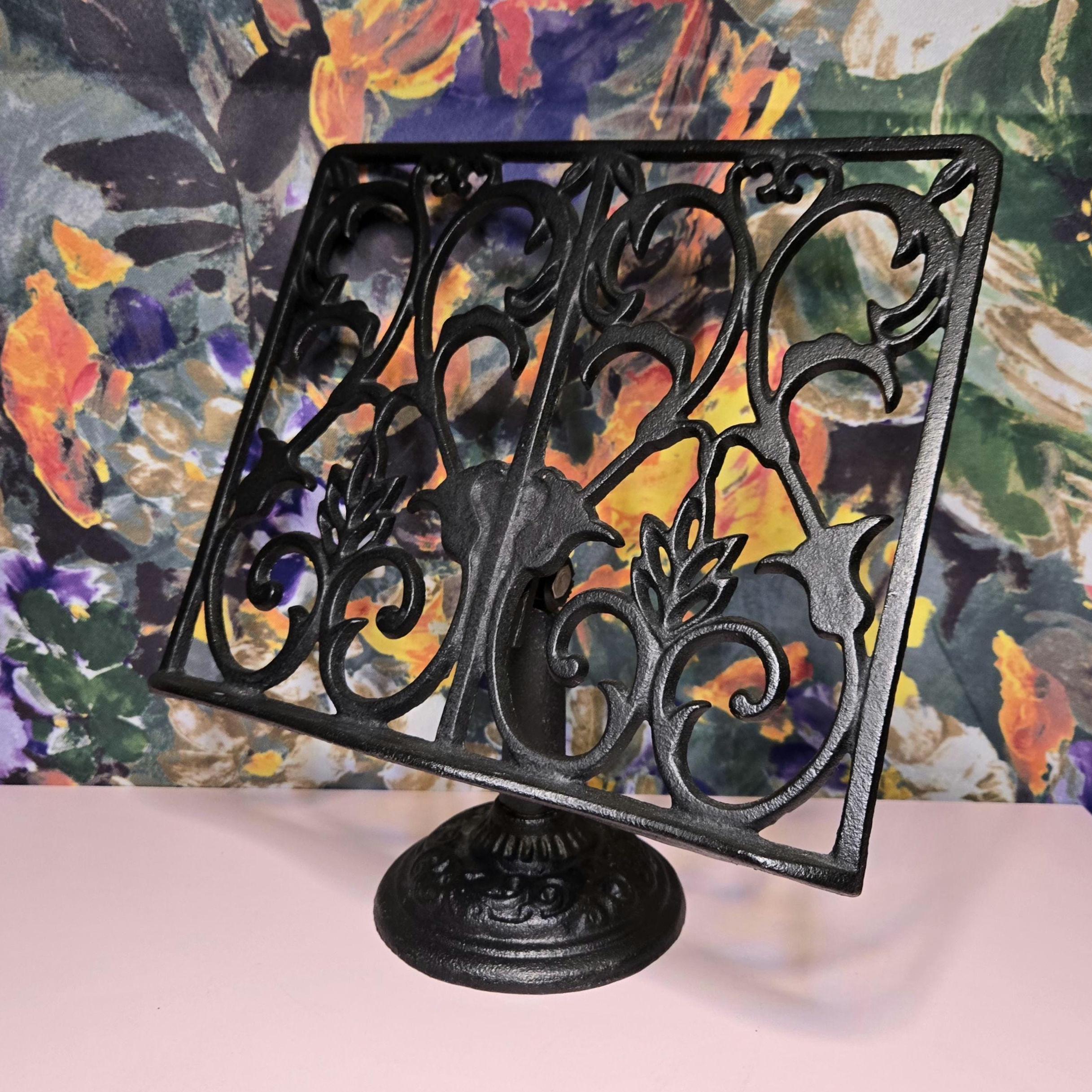 Vintage Cookbook Stand Cast Iron, Adjustable Decorative Metal Cookbook Stand