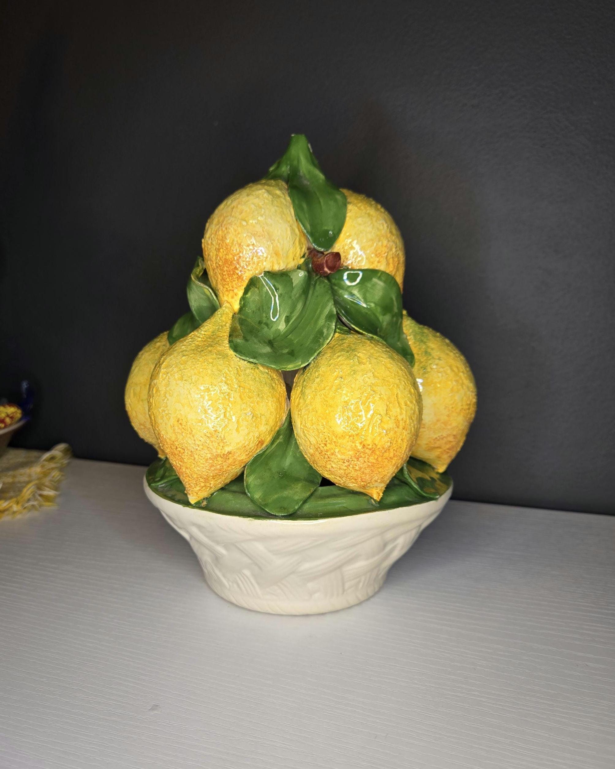 LARGE Antique Italian Majolica Lemon Tree Capodimonte Figurine 10