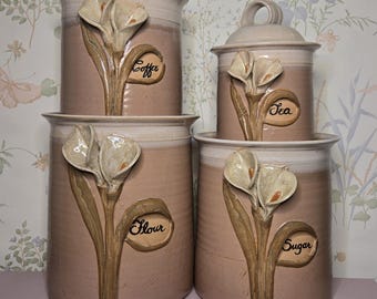 William Morris Golden Lily Tea Coffee and Sugar Canisters Fine