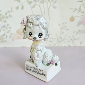 Vintage Josef Originals Bisque Poodle “Butterfly’s are what you give me “ Anthropomorphic Figurine