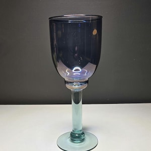 3 Post Modern Art Deco Iridescent Blue and Teal Wine Glasses Art Deco Modern Glass Pfaltzgraff Northwinds Wine Glasses Set of 3