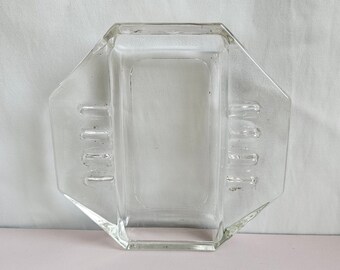 Antique 1930's Clear Glass Art Deco Ashtray