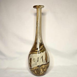 MCM Malta Mdina Style Earth Swirl 14" Glass Bud Vase Mid-Century Retro Collectible Glass