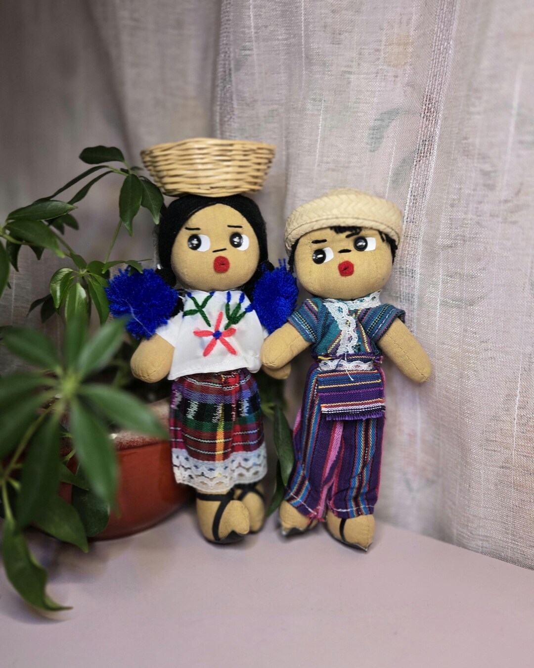 Vintage Folk Art Doll Set, Handmade Ethnic Cloth Dolls Couple ...