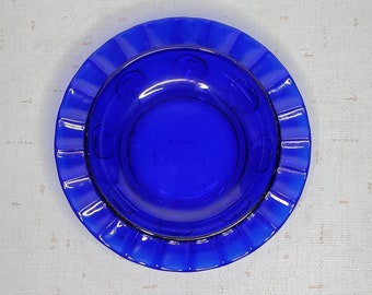 Vintage Glass New Martinsville Moondrop Cobalt Blue Bottom Ashtray or Catch All Dish
