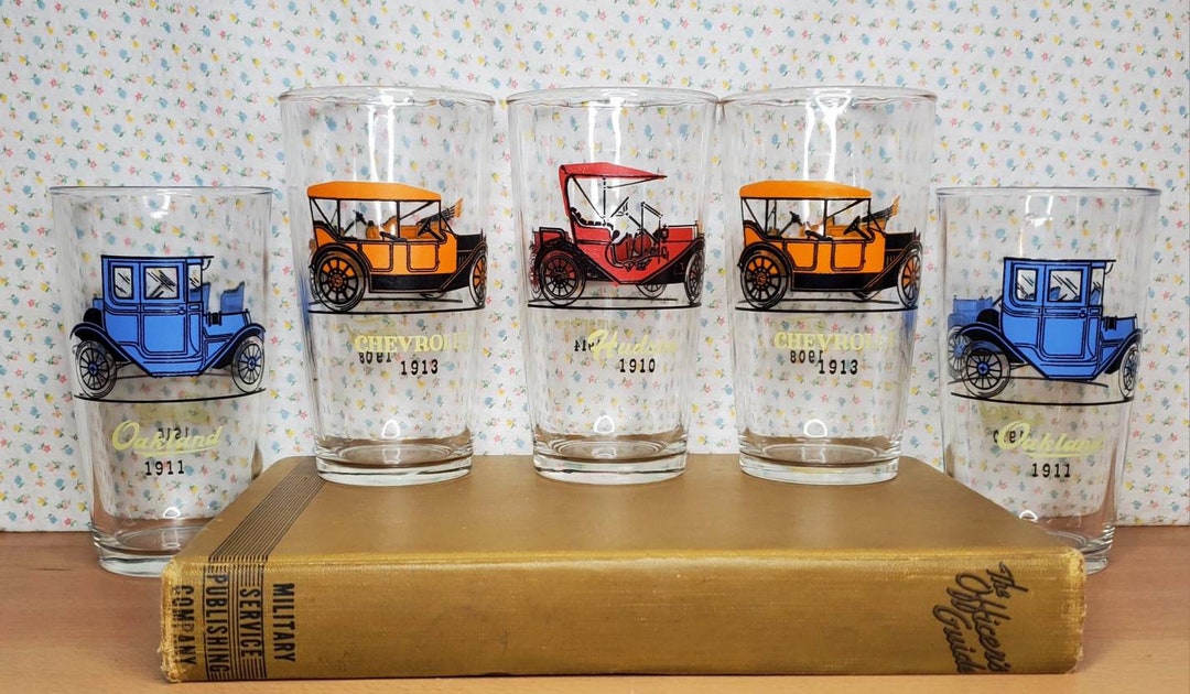 5 Vintage Hazel Atlas Classic Antique American Made Car Drinking