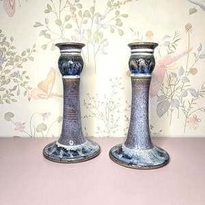 Set of 2 Robert Esposito Unity Pond Pottery Candle Holder ESPO signed out of production 7&quot;