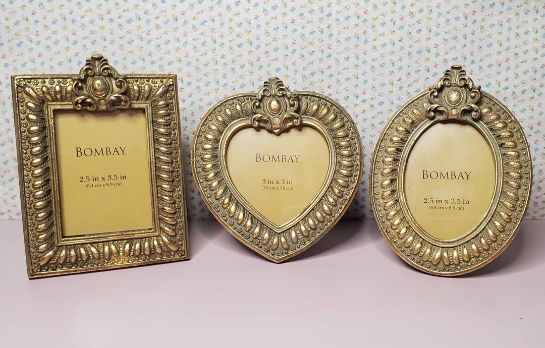 9 Bombay Small Gold Ornate Frames in Oval Rectangle and Heart Etsy